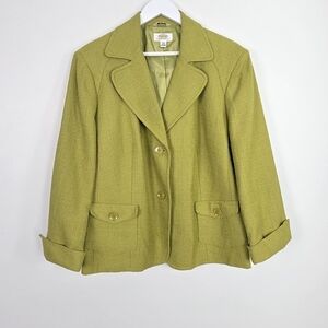 Talbots Classic VTG Chartreuse Green Italian Fabric Blazer Petite Size 22W NWOT